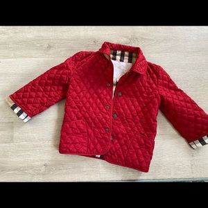 - 2T red Burberry Quilted jacket.
